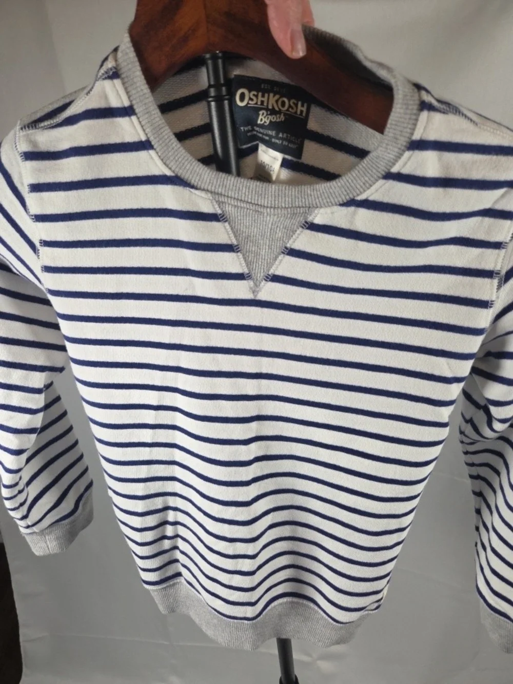 OshKosh B'gosh Navy and White Striped Crewneck Sweater